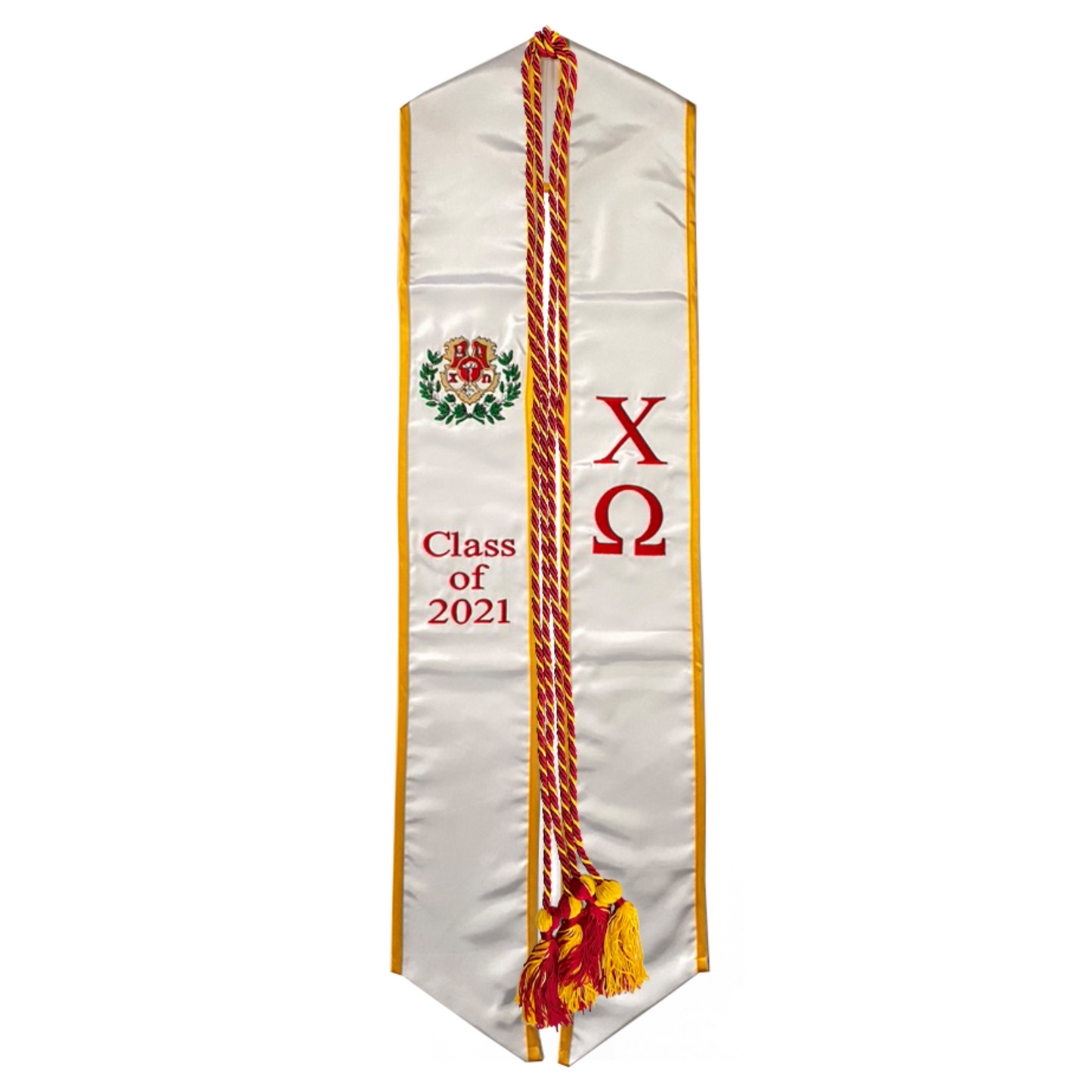 Chi Omega Graduation Stole / Sash with cords Class of 20XX