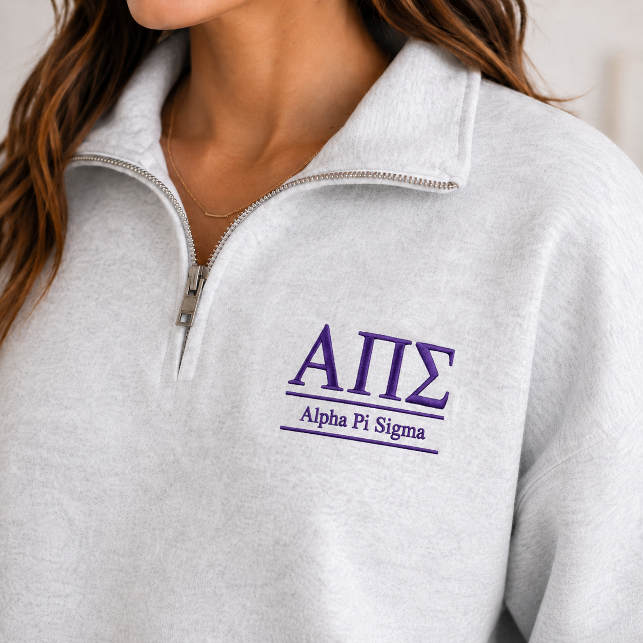 Alpha Pi Sigma Embroidered Quarter-Zip Pullover