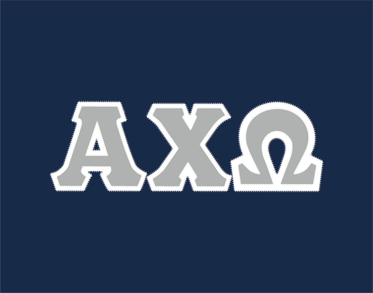 Alpha Chi Omega crewneck sweatshirt letters // Alpha Chi Omega zig-zag embroidered crewneck letters