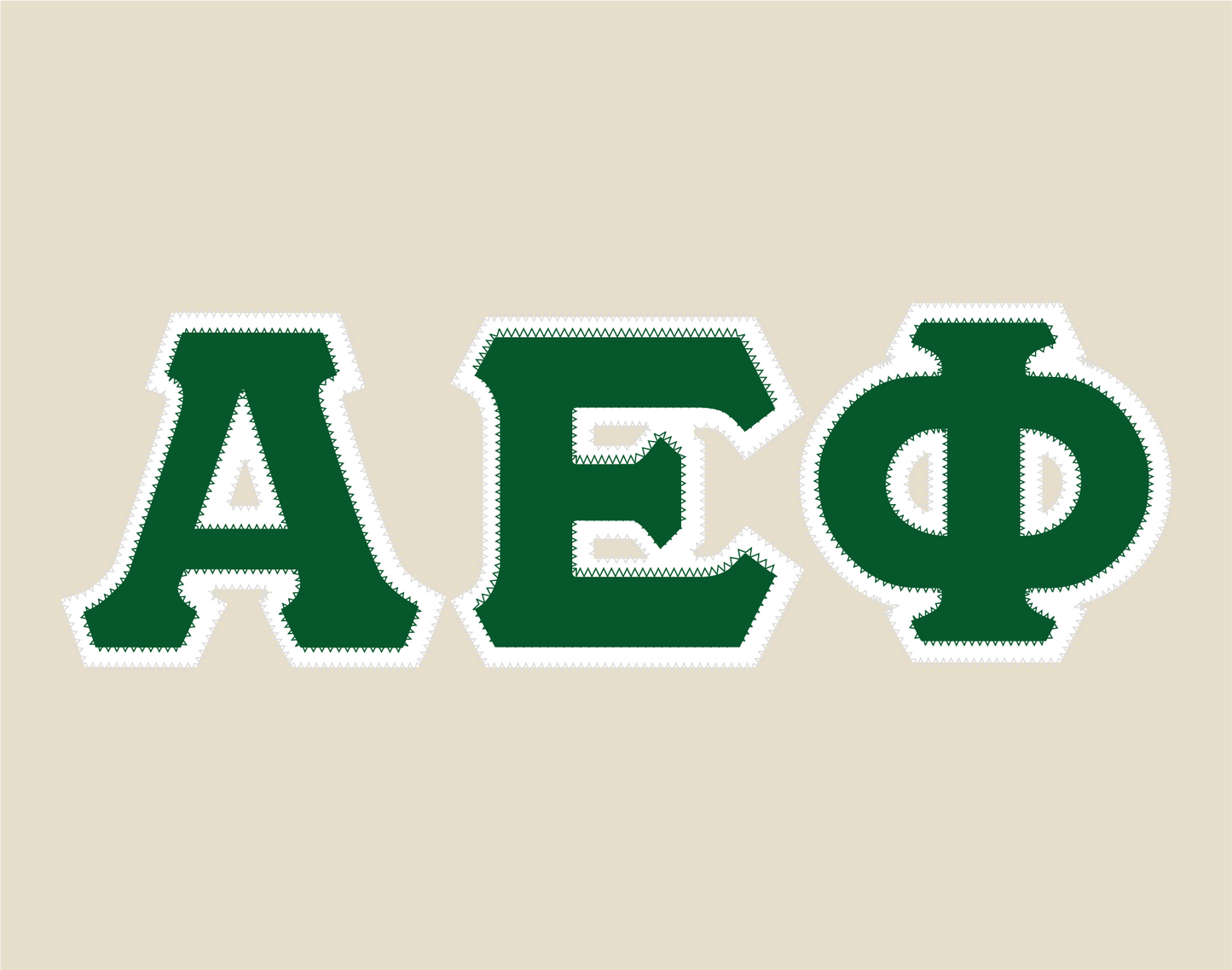 Alpha Epsilon Phi crewneck sweatshirt letters // Alpha Epsilon Phi zig-zag embroidered crewneck letters