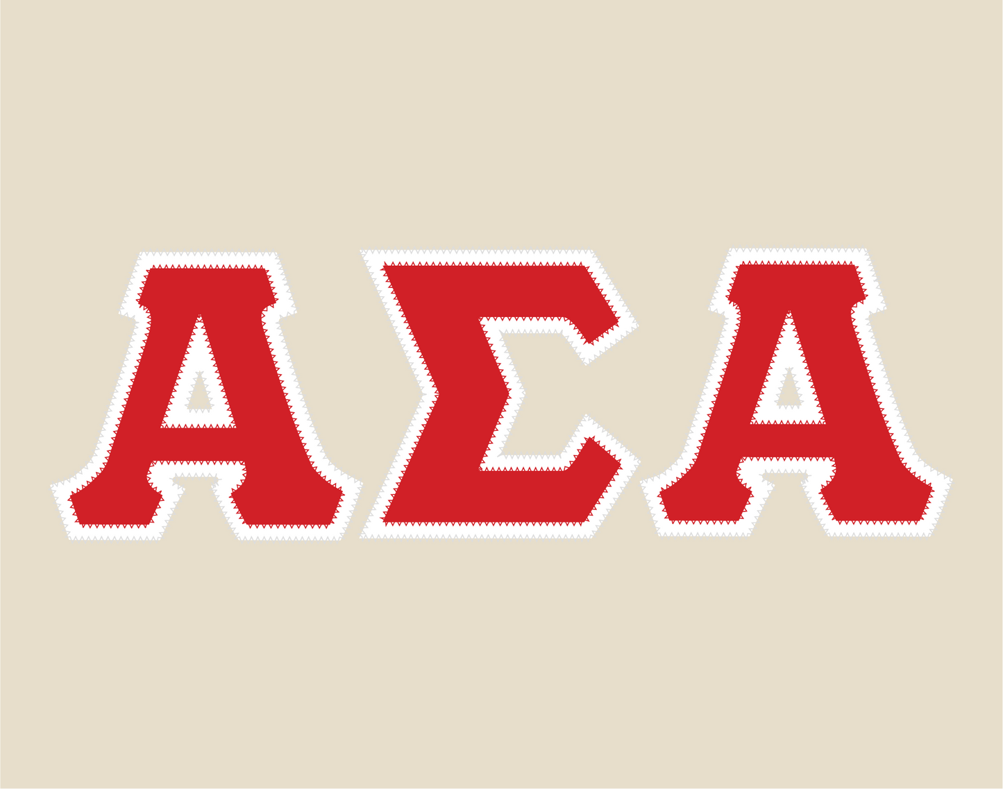 Alpha Sigma Alpha crewneck sweatshirt letters // Alpha Sigma Alpha zig-zag embroidered crewneck letters