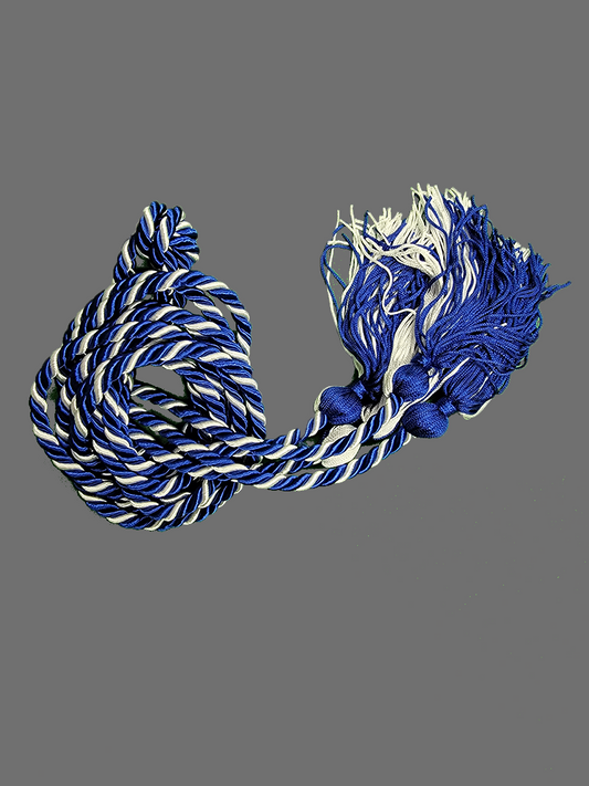 Graduation Cord / Honor Cords Intertwined Royal Blue and White