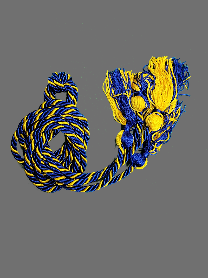 Graduation Cord / Honor Cords Intertwined Royal Blue and Gold