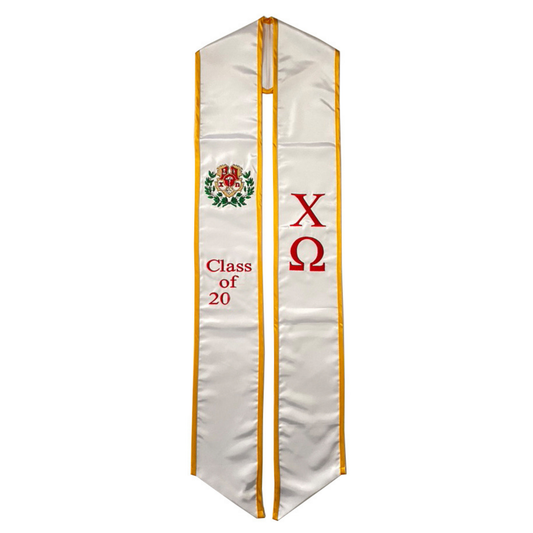 Chi Omega Graduation Stole / Sash with cords Class of 20XX