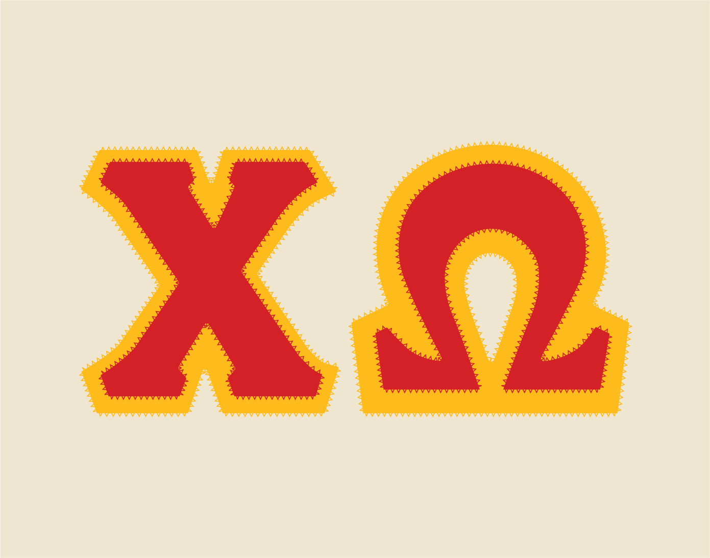 Chi Omega crewneck sweatshirt letters // Chi Omega zig-zag embroidered crewneck letters