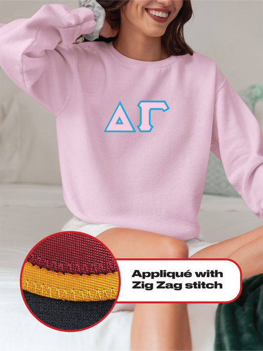 Delta Gamma crewneck sweatshirt letters // Delta Gamma zig-zag embroidered crewneck letters