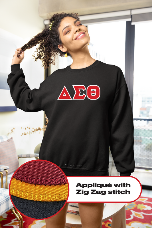 Delta Sigma Theta crewneck sweatshirt letters // Delta Sigma Theta zig-zag embroidered crewneck letters