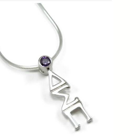 Delta Sigma Pi with Purple Crystal  (TC001) Pendant