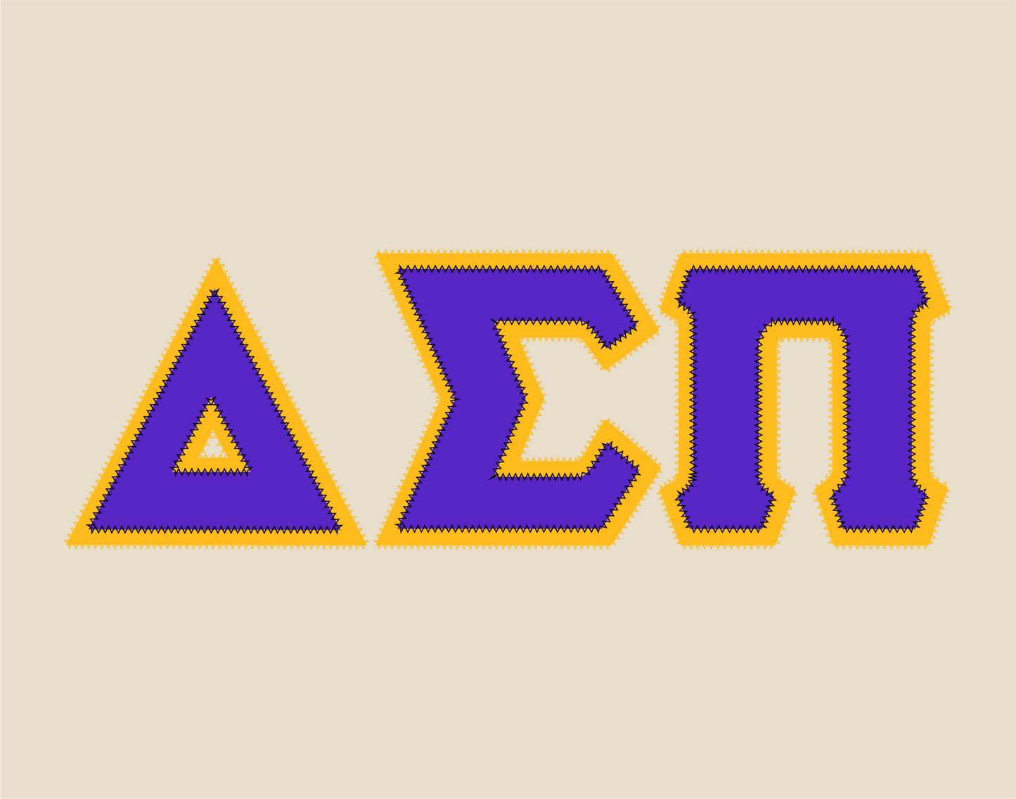 Delta Sigma Pi crewneck sweatshirt letters // Delta Sigma Pi zig-zag embroidered crewneck letters