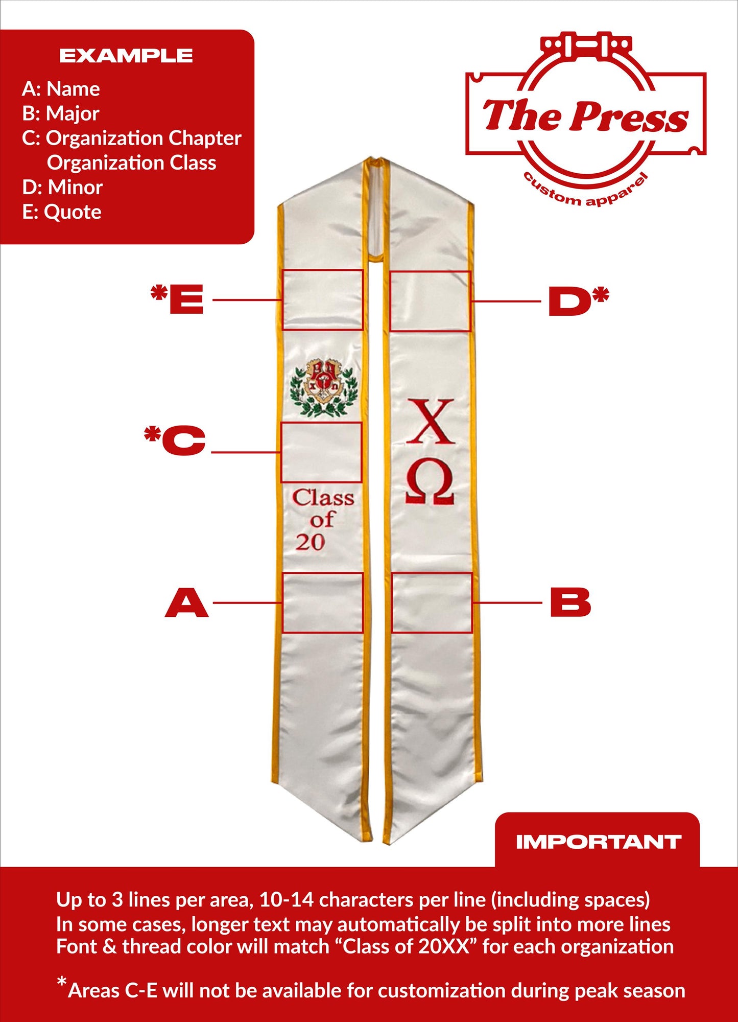 Chi Omega | Graduation Stole / Sash