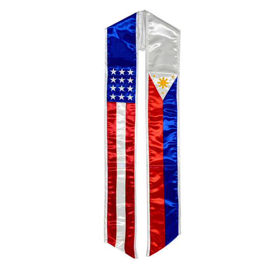 Philippine American Flag Graduation Stole / Sash