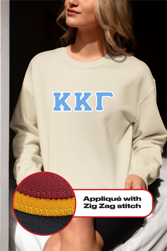 Kappa Kappa Gamma crewneck sweatshirt letters // Kappa Kappa Gamma zig-zag embroidered crewneck letters