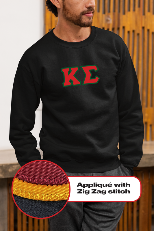 Kappa Sigma crewneck sweatshirt letters // Kappa Sigma zig-zag embroidered crewneck letters