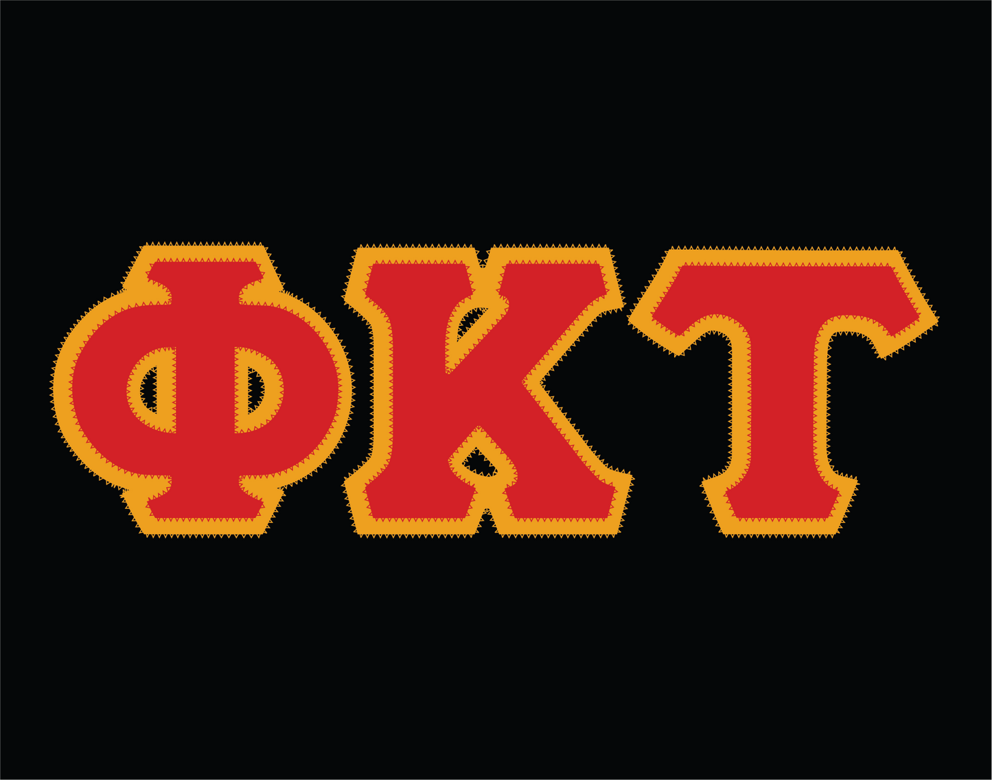 Phi Kappa Tau crewneck sweatshirt letters // Phi Kappa Tau zig-zag embroidered crewneck letters