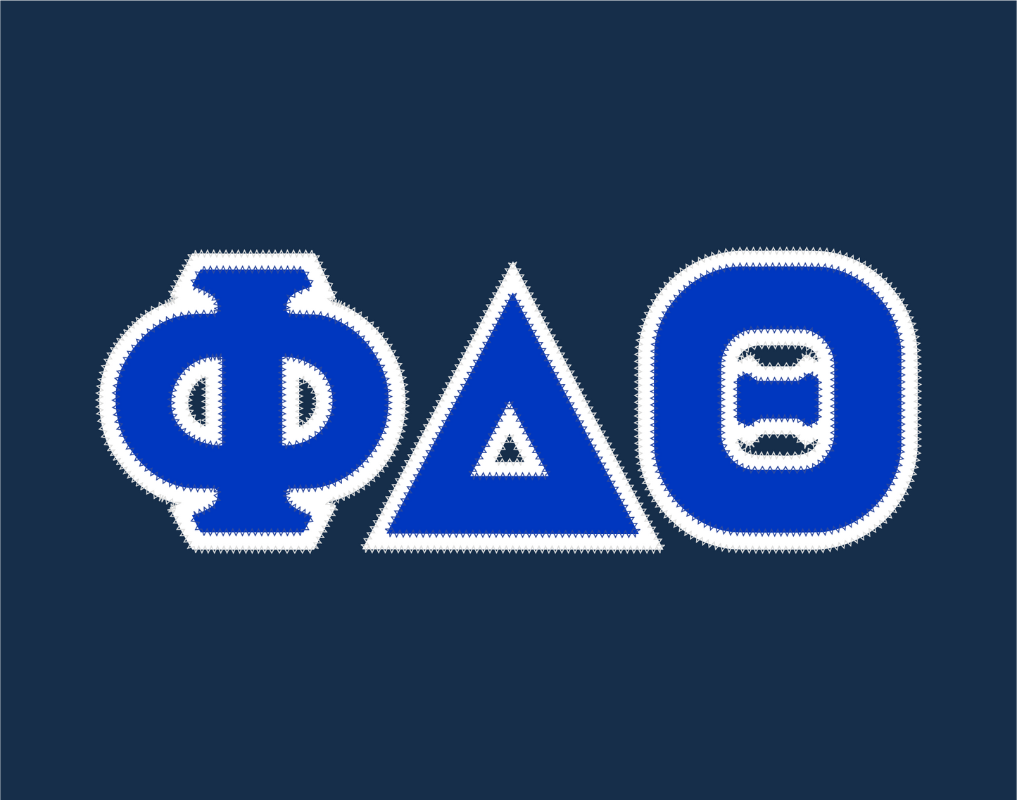 Phi Delta Theta crewneck sweatshirt letters // Phi Delta Theta zig-zag embroidered crewneck letters