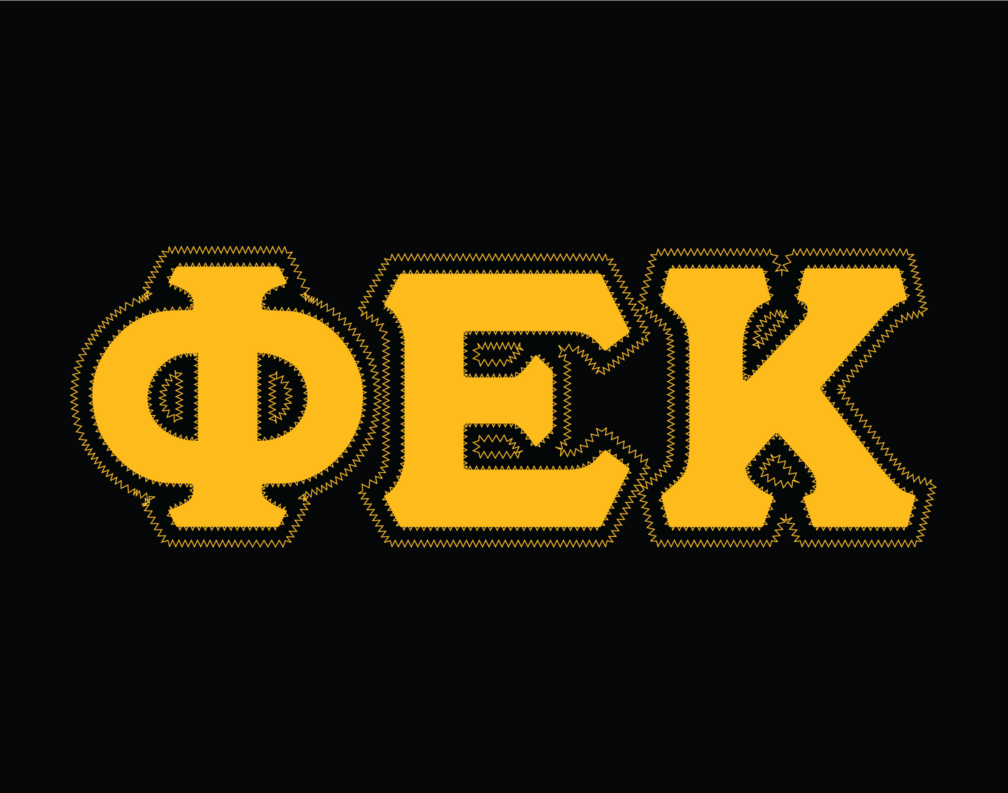 Phi Epsilon Kappa crewneck sweatshirt letters // Phi Epsilon Kappa zig-zag embroidered crewneck letters