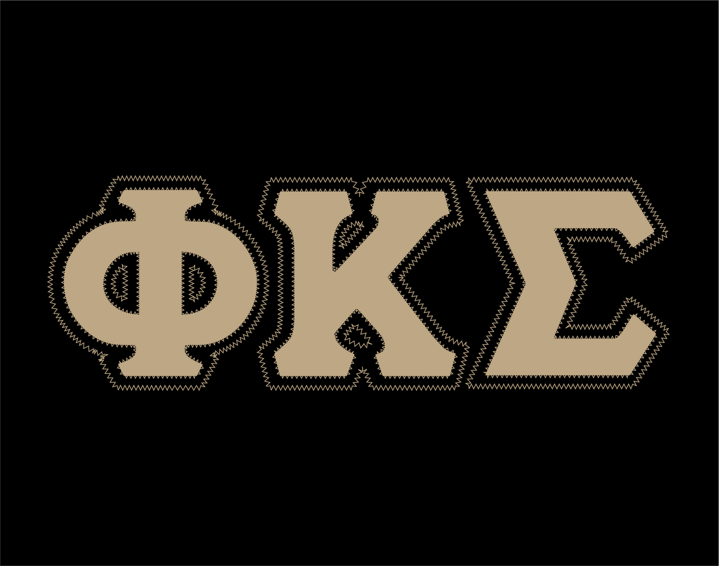 Phi Kappa Sigma crewneck sweatshirt letters // Phi Kappa Sigma zig-zag embroidered crewneck letters