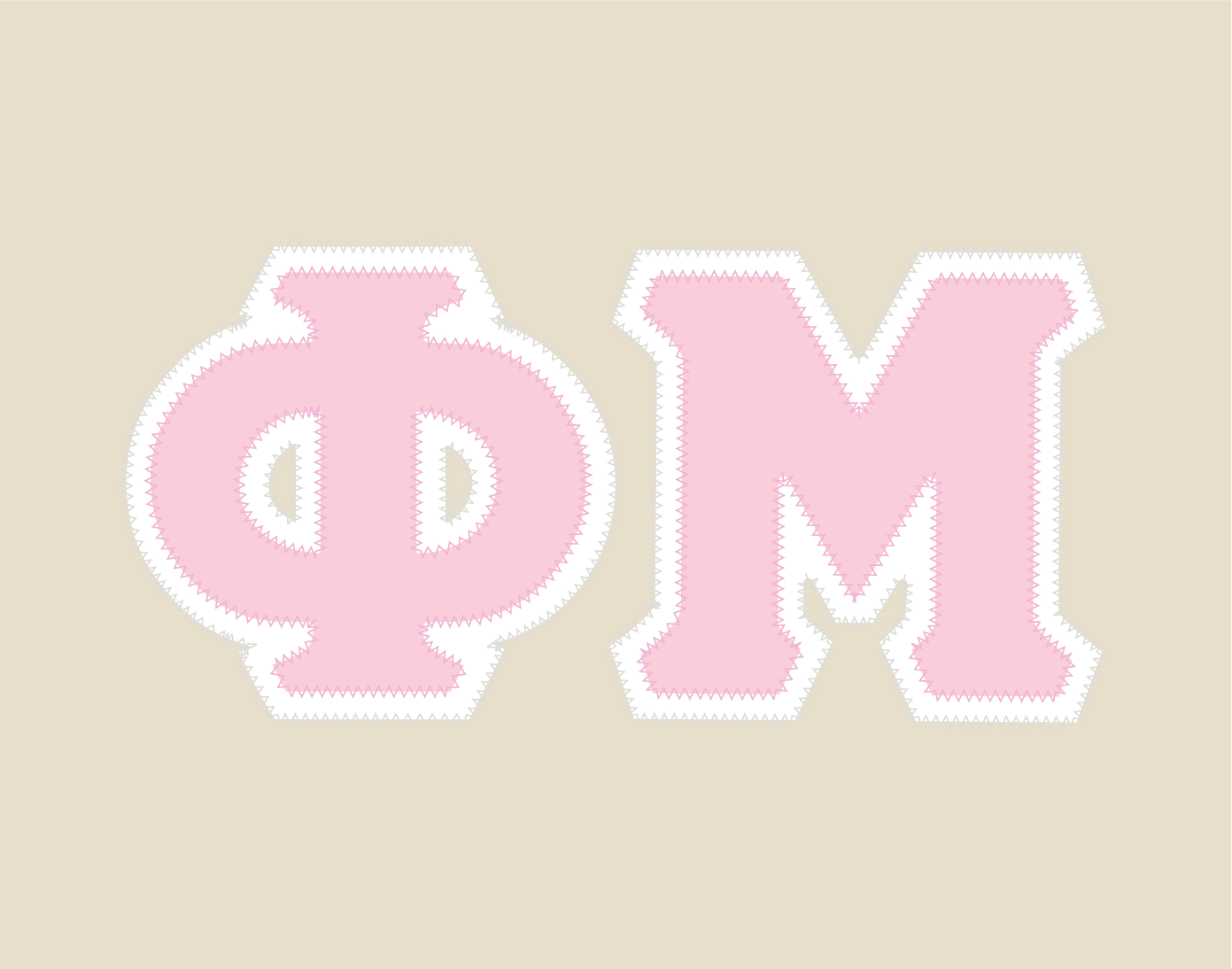 Phi Mu crewneck sweatshirt letters // Phi Mu zig-zag embroidered crewneck letters