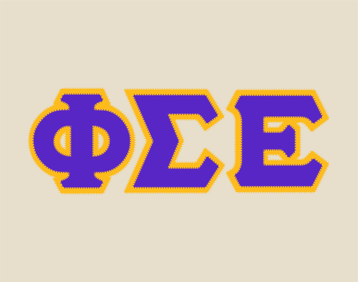 Phi Sigma Epsilon crewneck sweatshirt letters // Phi Sigma Epsilon zig-zag embroidered crewneck letters