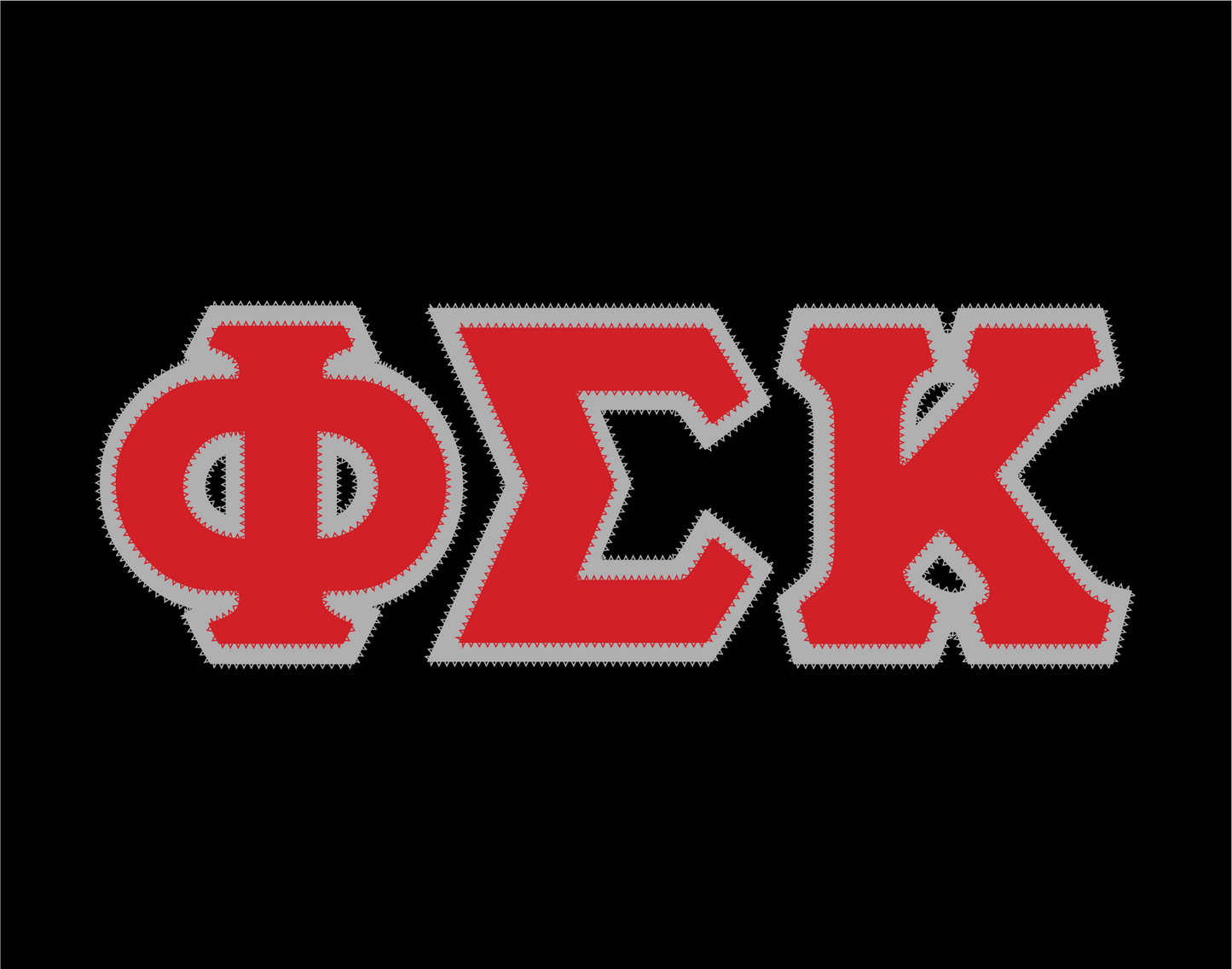 Phi Sigma Kappa crewneck sweatshirt letters // Phi Sigma Kappa zig-zag embroidered crewneck letters