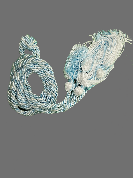 Graduation Cord / Honor Cords Intertwined Sky Blue and White