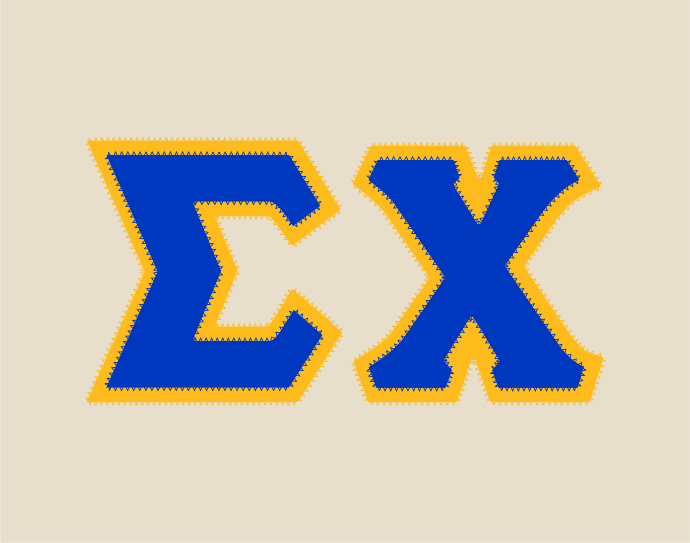 Sigma Chi crewneck sweatshirt letters // Sigma Chi zig-zag embroidered crewneck letters