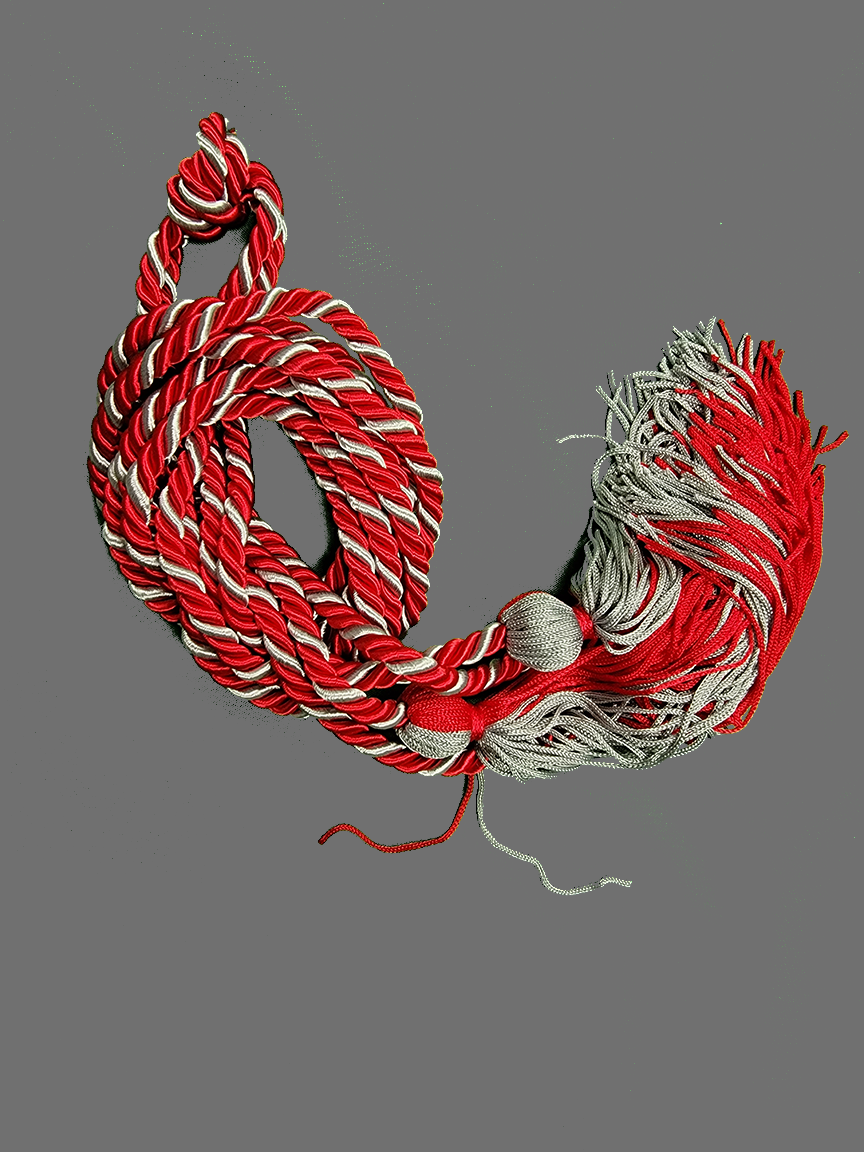 Graduation Cord / Honor Cords Intertwined Red and Silver