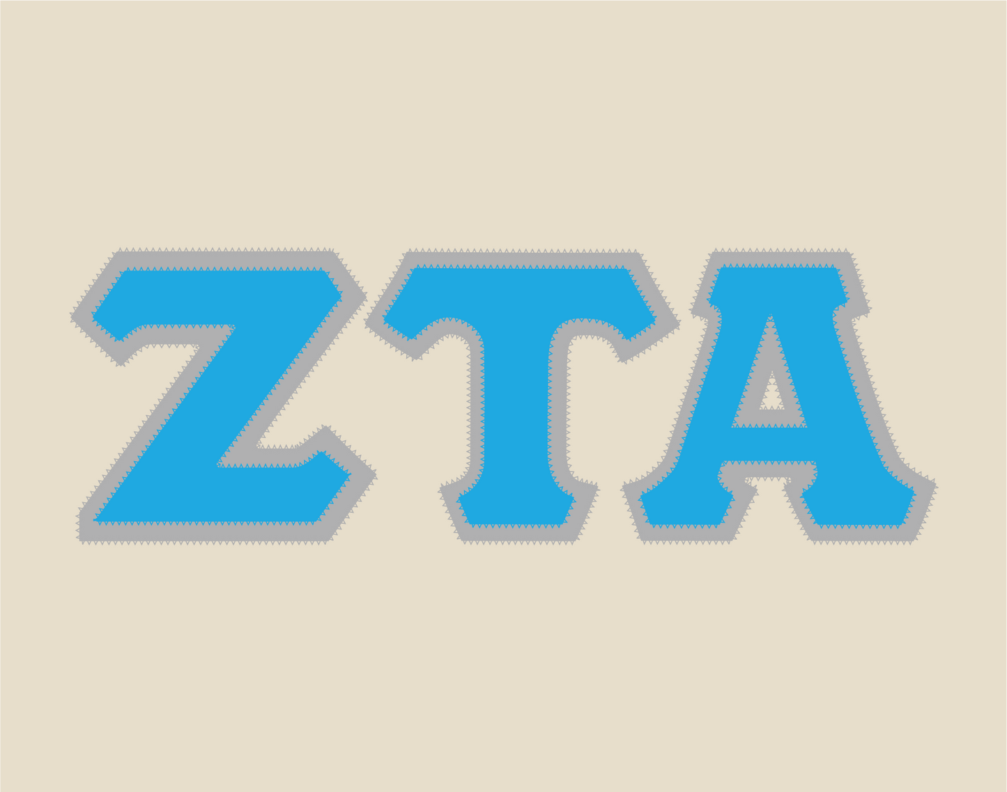 Zeta Tau Alpha crewneck sweatshirt letters // Zeta Tau Alpha zig-zag embroidered crewneck letters