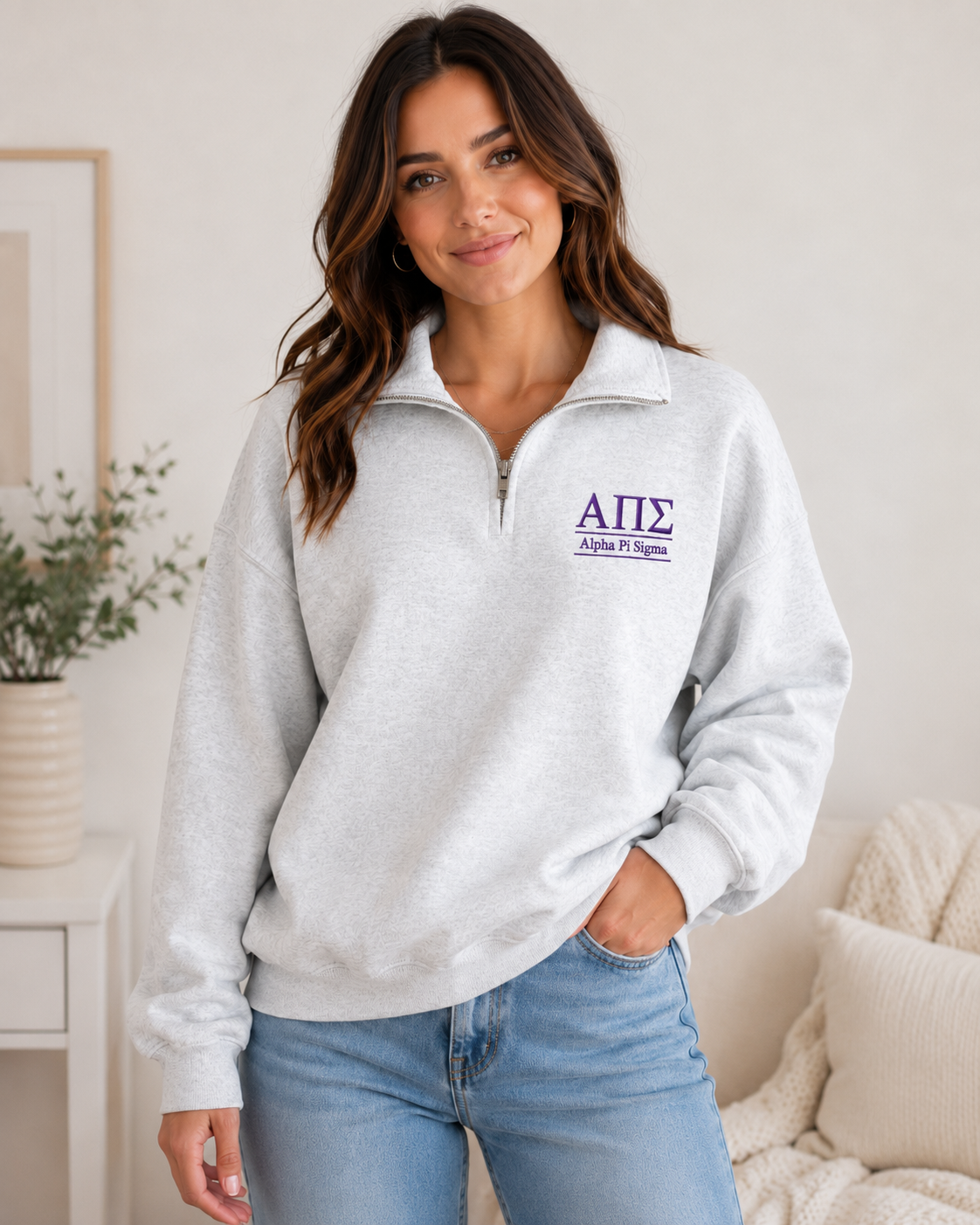 Alpha Pi Sigma Embroidered Quarter-Zip Pullover