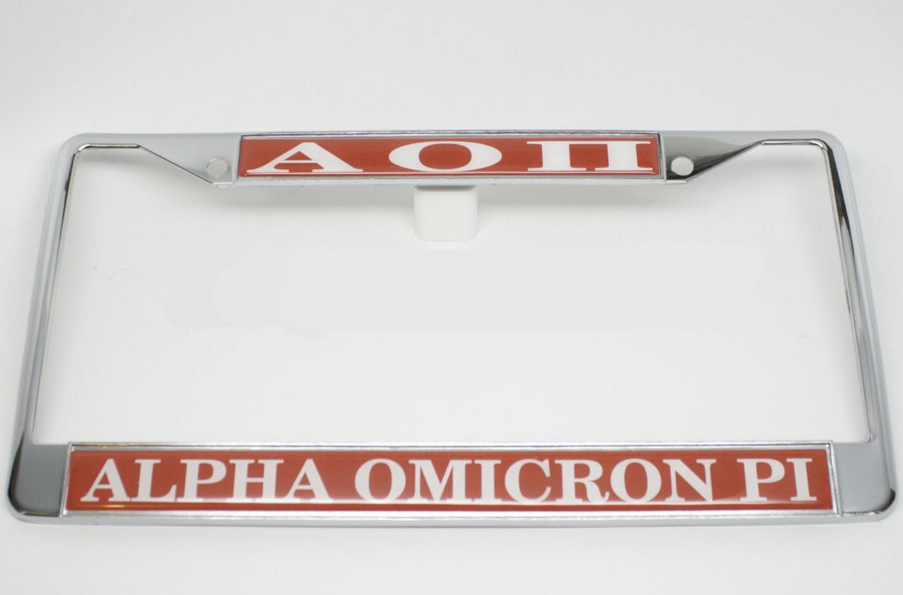 Alpha Omicron Pi License Plate Frame