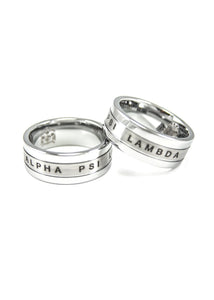 Alpha Psi Lambda Tungsten Ring