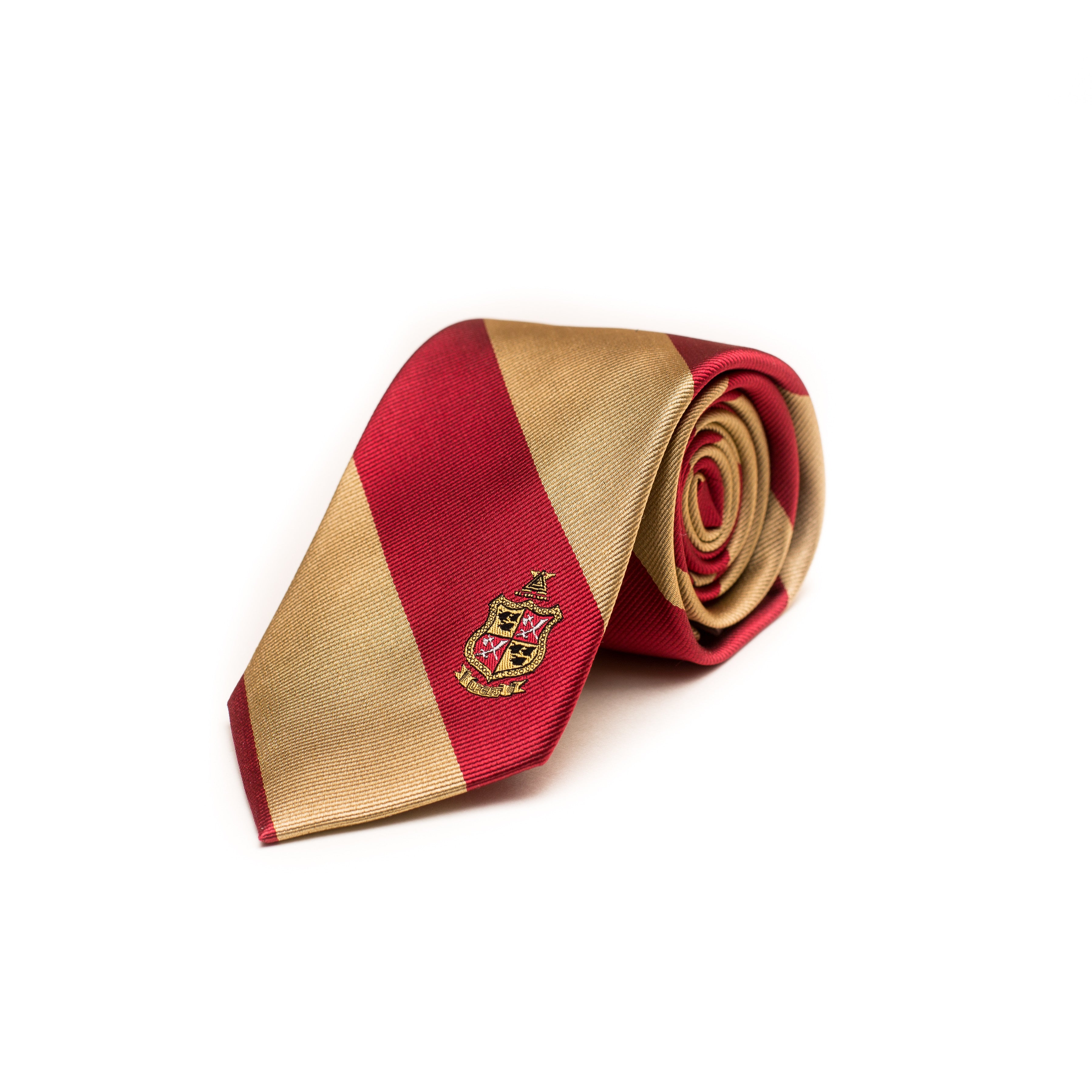 Delta Chi Gold and Red Striped Silk Tie